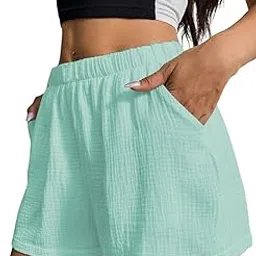 glasgo Soft, Comfortable, Loose fit, 100% Muslin Cotton, Draw String Plain Pocket Shorts for Girls and Women || LDSHORT-&2$-picture-12