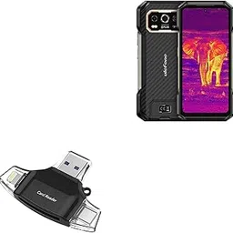BoxWave Smart Gadget Compatible with Ulefone Armor 27T - AllReader SD Card Reader, microSD Card Reader SD Compact USB - Jet Black-picture-14
