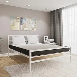Nilkamal SLEEP Queen Size Striker Classic Metal Bed with Lite Dual Comfort Mattress, Superior PU Foam (White, 78 x 60)-picture-14