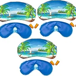 Samtrish Gel Eye Mask Sleep Set with Earplugs – Paradise Print for Travel, Naps & Stress Relief Sleep Better Travel Kit – Eye Mask with Island Scene, Gel Insert & Earplugs | Pack of 3-image-42
