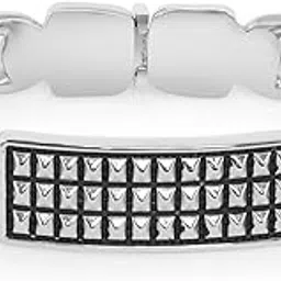 police Bracelet With Rectangular Pattern Design For Men - PJ.24695BSS/01-S-picture-31