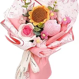 BNF®Crochet Flower Bouquet Hand Knitted for Valentines Day Gift Wedding Birthday Pink|Home & Garden |Home Décor|Floral Décor-image-46