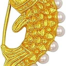 Navadurga Traditional Gold-Plated Matsya Nath (Fish Design), Pearl Decorated Nose Ring, Wedding Jewellery with Stones Design By Vanita-picture-20