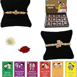 BOGATCHI Rakhi with chocolates gift pack, Rakhi and chocolate combo, Rakhi gift for brother with chocolate Box 12pcs + Rakhi Set of 2 +Roli Chawal+ Rakhi Story Card, Rakhi Sweets, | 12CB25f-5-image-88