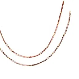 traditional beaded necklace featuring dual strands of small, glossy beads in red and maroon tones,-picture-55
