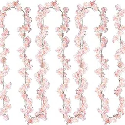TIED RIBBONS Set of 2 Artificial Cherry Blossom Flower Hanging String Garland with 135 Flowers (1.8 Meter) for Decoration Wall Door Hanging Home Décor Balcony Indoor Outdoor Office Gifting Items-image-67