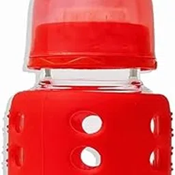 The Little Lookers High Borosilicate Glass Feeding Bottle for Baby/Feeder for Newborn | Super Soft Flow Control & Anti Colic Nipple for Infants/Toddlers - Red (60ml)-image-4