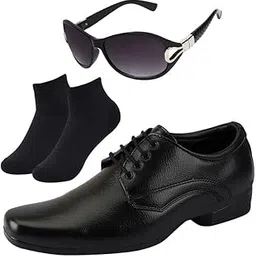 vitoria l Men Black Lace Formal Shoes with Black Socks & Women Gaga Black-picture-35