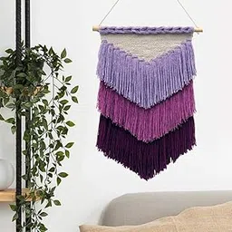 Shiv Charan Hippie Beautiful Geometric Art Bohemian Nordic Woven Macrame Boho Wall Hanging Tapestry- (Multicolour, 11X 24 Inch) Cotton image 1