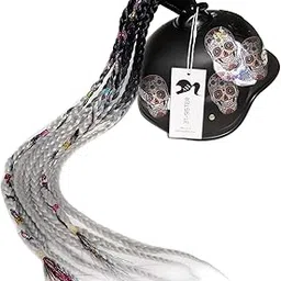 3T-SISTER Helmet Pigtails Gradient Ramp Helmet Braids Ponytail Helmet Hair with Suction Cup for Motor Bike 1PCS 24inch (Helmet not Included)-picture-61