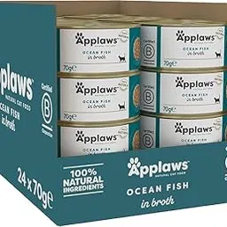 Applaws Natural Premium Wet Cat Food for Adult Cats, Ocean Fish in Broth Pack of 24 x 70g Cans-picture-20