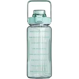 Motivational green Water Bottle with Time Marker, 2000 mL Large Capacity, Transparent BPA-Free Sports Bottle with Straw, Leak-Proof for Gym, Office, School, Travel-picture-26