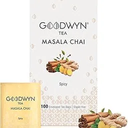 Goodwyn Masala Chai Black Tea (100 Tea Bags) | with Real Indian Spices | Can Add Milk & Sugar | Plastic Free Tea Bags-picture-24