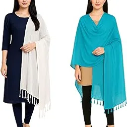 Combo of 2 Women's Rayon Cotton Blend Dupattas – Soft, Lightweight & Breathable Ethnic Stolls for All Seasons-image-27