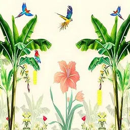 Grac Banana Tree with Flowers Backdrop Cloth for Pooja Decoration (8FT-8FT) Traditional Background Curtain Cloth for Festival- (Washable Fabric)-picture-21