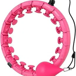 WINDWARRIOR Weighted Hula Hoop for Adults Weight Loss | Infinity Smart Hoop Plus Size with 24 Detachable Knots | 2-in-1 Abdomen Fitness Massage Hoop for Women & Beginners | Pink-picture-42