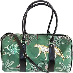the house of rajpadmini Animal Print Cotton Duffle Bag (Green)-picture-14