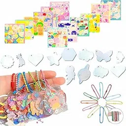 MONKEYTAIL DIY Acrylic Keychains with Cute Stickers as Birthday Return Gifts | Set of 12 | Multicolor Bead for Art & Craft Activity Kit for Kids of All Age Group-picture-11