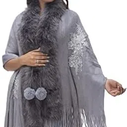 MANRA Women Girls Faux Fur Winter Warm Wrap Stole for Casual Wear Shawl (SC 30 Neck Fur)-picture-15