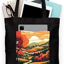 zori Black Tote Bag With Pocket Printed Designed Canvas Tote Bags For Women large capacity,Tote bag For Shopping, College, Travel, More Canvas Handbag For Unisex Bag-picture-14