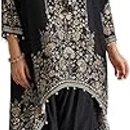 soch Womens Black Viscose Muslin Floral Print Co-Ord Set With Beads-picture-54