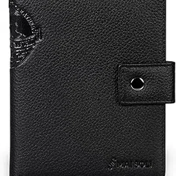 mai soli Genuine Leather Gypsy Travel Wallet, Passport Cover, 2 Passport Holder Slots with Single Button Lock, 1 Note Compartment, RFID Protected Passport Wallet - Black-picture-39