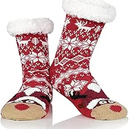 1 Pair Thermal Fluffy Socks for Adults (Girls & Women) - Soft Warm Cute Animal Fuzzy Fleece Lining Knitting Non-Slip Winter Slipper Socks- Cute Winter Socks-image-20
