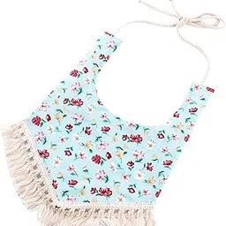 ZOOMELLA Infant Kids Baby Feeding Saliva Towel Dribble Triangle Bandana Bibs Blue Flower-image-2