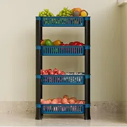 Multipurpose Storage Plastic Basket/Rack for office, Home and Kitchen (4 Layer, Navyblue)-picture-24