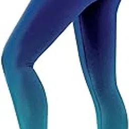 quecy Women's Polyester High Waist Cropped Printed Leggings for Women Blue-picture-15