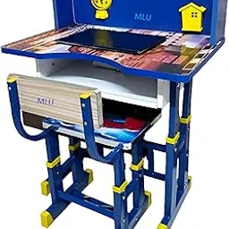 MLU New Indian Kids Study Table and Chair Set, Height Adjustable (Blue)-picture-10