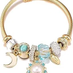 peora Synthetic Stone Studded Gold Plated Charm Bracelet Fashion Adjustable Stylish Jewellery Gift for Girls & Women-picture-34
