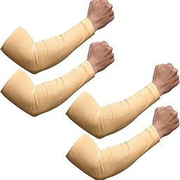 Kuber Industries Full Arm Sleeves | Cotton Summer Arm Sleeves | Protection From Sun Burns | Dust | Arm Sleeves For Women | Arm Sleeves For Men | 2 Pair | Pack of 2 | Cream-picture-64
