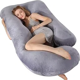 E - Ezra Full Body Pillows for Sleeping Cooling Pregnancy Pillow,U Shaped Pregnancy Body Pillow for Women,Maternity Pillows for Pregnant Women with Removable Washable Velvet Cover-picture-17