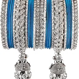 celeste gallery Women's Dulhan Bangles Set, Bridal Bangles Set, Punjabi Chuda Fashion Antique Stones Wedding Bridal Brass Bangles Set, Golden Bangle set-picture-22