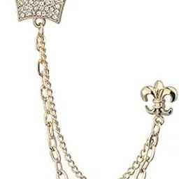 trexee Men's Crystal Crown Brooch with Golden Chain – Brooch for Sherwani, Suit & Blazer-picture-39