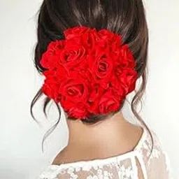 H-STYLE STORE Artificial Rose Flower Hair Bun Gajra, Bridal Juda Hair Accessory, Red 1PCS-picture-54