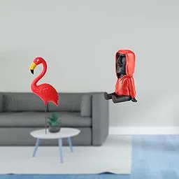 Flamingo Fairy Garden Sculpture with Antique Moai Head Statue Ornament for Holiday Spring Yard Art and Retro Resin Figurine Decor-image-45