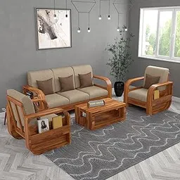 NutriWay Furniture Solid Sheesham Wood 5 Seater Sofa Set (3+1+1) | Stylish & Durable Wooden Sofa for Living Room & Office | Elegant Five Person Sofa for Home Décor (Honey Finish, Luke 5, Seater)-picture-41