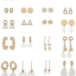 vembley Elegant 20 Pair Gold Plated and Pearl Earring Combo Set for Women-picture-19