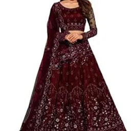 zaalima fashion with z logo Women's Embroidered Semi-Stitched Net Lehenga Choli-picture-37