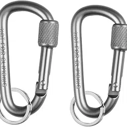 stealodeal Silver Aluminium D Shaped Hook with Silver keyring (Pack of 2)-picture-39
