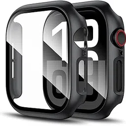 Hard Case Compatible with Apple Watch Series 10 42mm(2024), with 9H Tempered Glass Screen Protector [360° Shockproof + Anti Scratch] Cover for iWatch S10 42mm-Black-picture-17