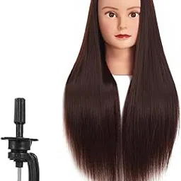 Synthetic 30 inch Brown Dummy Doll Head Stand for Hairdressers Practice Adjustable Metal Practice Head Tripod Make Up-picture-29