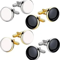 vama Fashions White & Black Combo Cufflinks Wedding Formal Shirt Suit Blazer Cuff Links For Men-picture-50