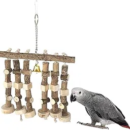 KSK 1 Pcs Parrot Chewing Toy Bird Bite Toy with Natural Wood Beeds, Natural Wooden Block Cage Toys for Macaw African Grey Cockatoo Parakeets-picture-18