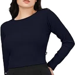 Plus Size Womens Tshirts Tops Full Sleeve Crop Tops Slim Fit Gym Workout Top-picture-50