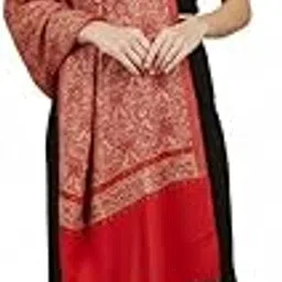 Festive Red All-Over Jaal Stole – Intricate Woven Blended Wool Shawl, 80x28 Inch-image-0