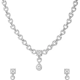 Jewellery Set for Women and Girls Traditional American Diamond Jewellery Set | Rosegold Plated AD Necklace Set for Women | Birthday Anniversary Gift for Girls & Women-image-34