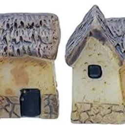 Aaadyacrafts Decorative Miniature Ceramic House Set, 2 Pieces, Cream and Blue, C0522-3-picture-26